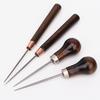 Wooden Handle Awl - Manual Hole Punching Tool for Shoe Repair & DIY Leather Sewing