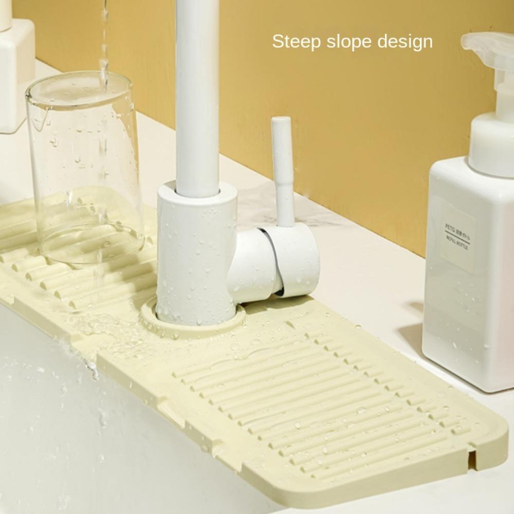 Behind Faucet Sink Splash Guard Anti-slip Water Catcher Mat Soft Sink Draining Pad  Kitchen