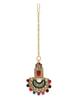 Graceful Curve Shaped Gold Plated AD Stones Choker Necklace Set With Earring And Maangtika | Jewellery Set For Women