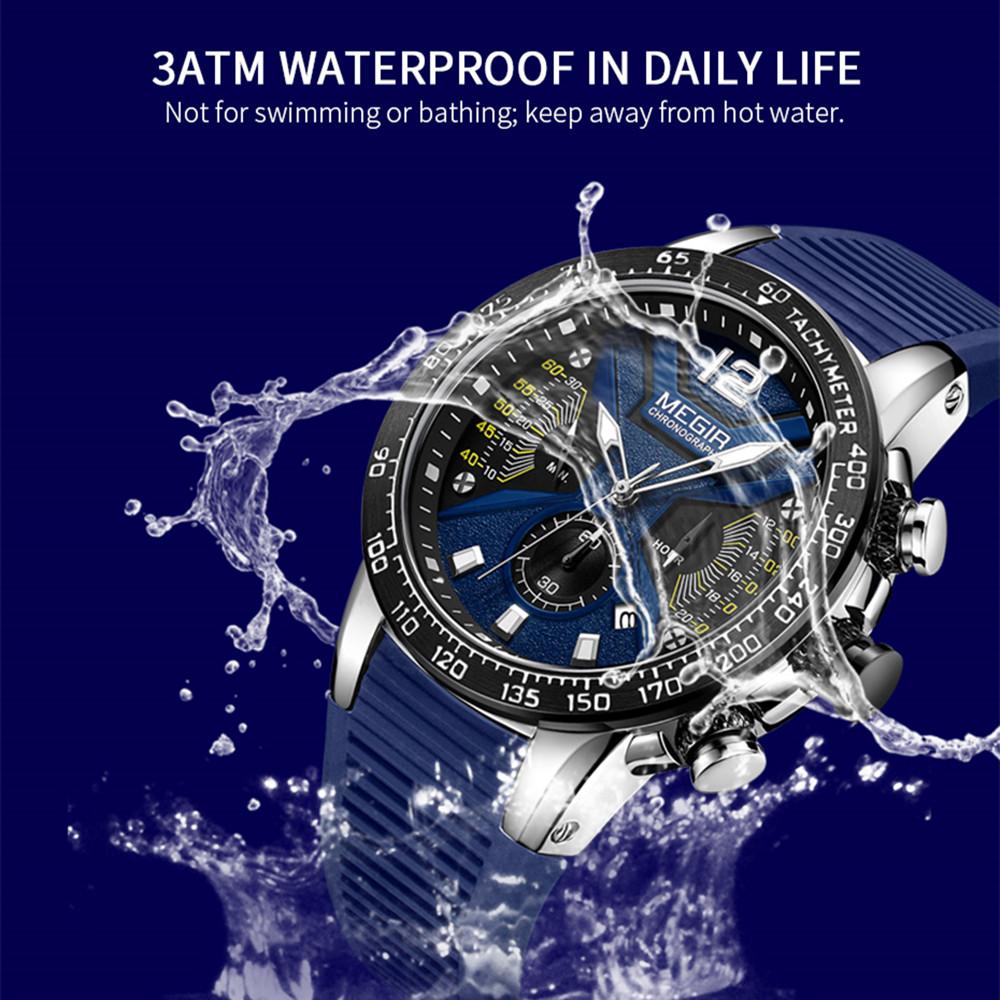 Relogio Masculino MEGIR Men Watches Silicone Sport Chronograph Quartz Military Watch Luxury Brand Zegarek Meski Erkek Kol Saati