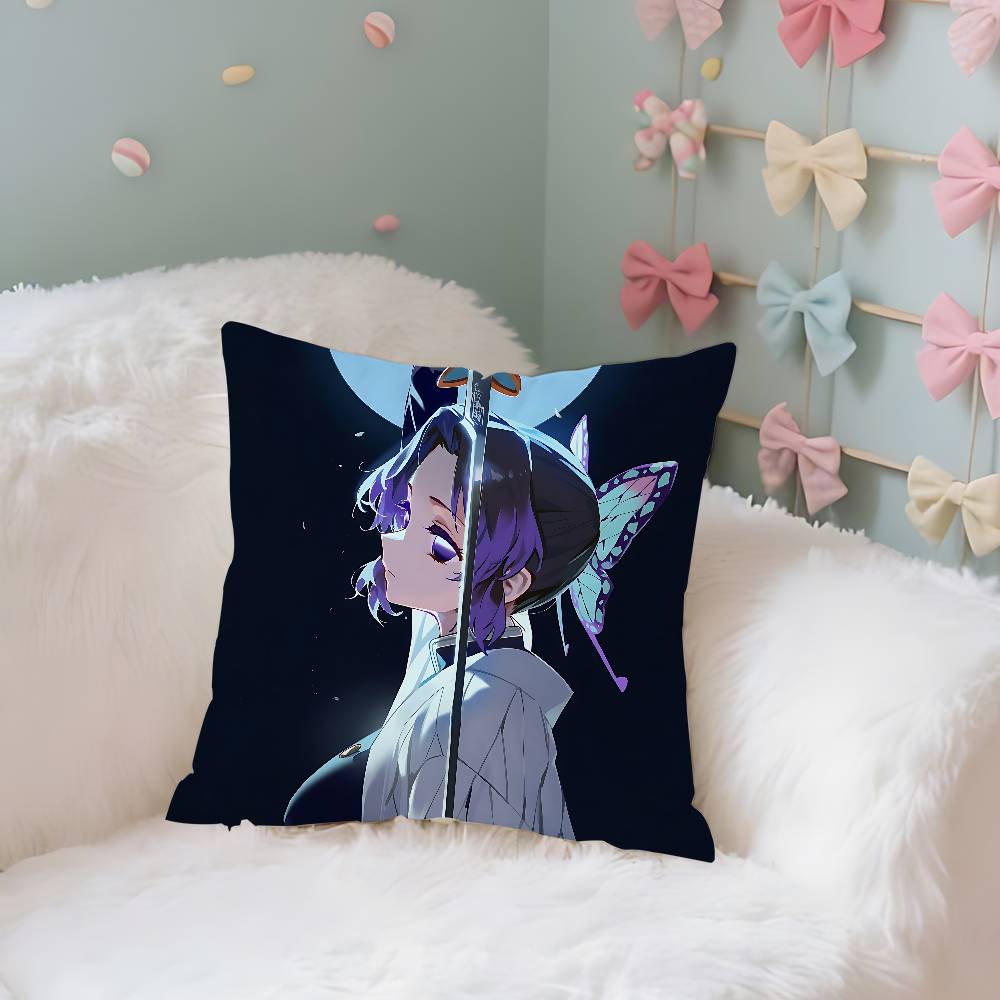 Kochou Shinobu Pillow Case Throw Pillow Cover Nordic Vintage Style Cushion Covers Home Living Room Sofa Couch Seat