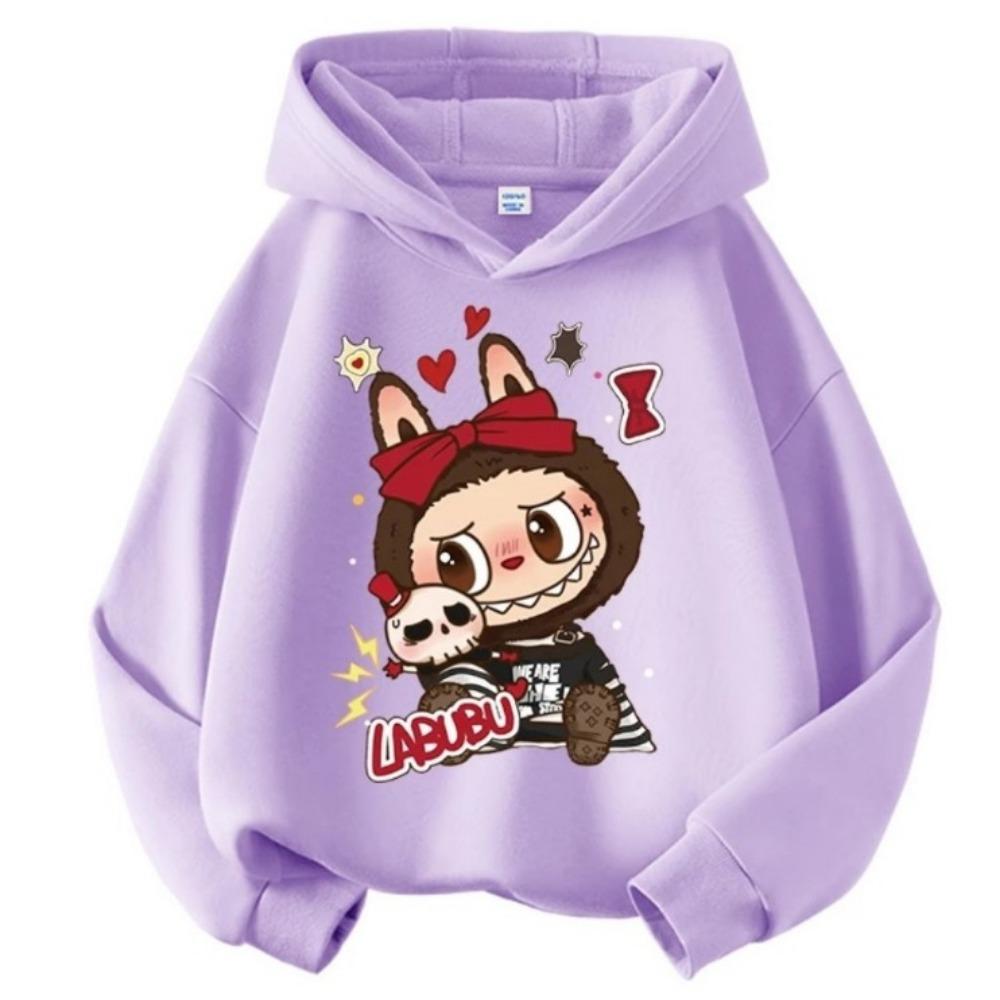 

Модные детские худи с принтом Лабубу, повседневные топы, подходящие для мальчиков и девочек 140