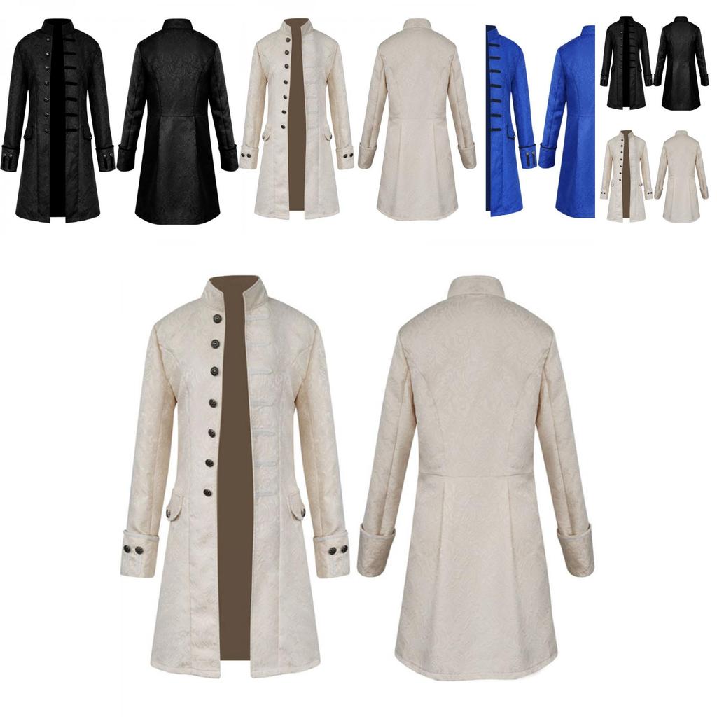 Redingote Steampunk Vintage pour Homme avec Poches à Rabat Latéral