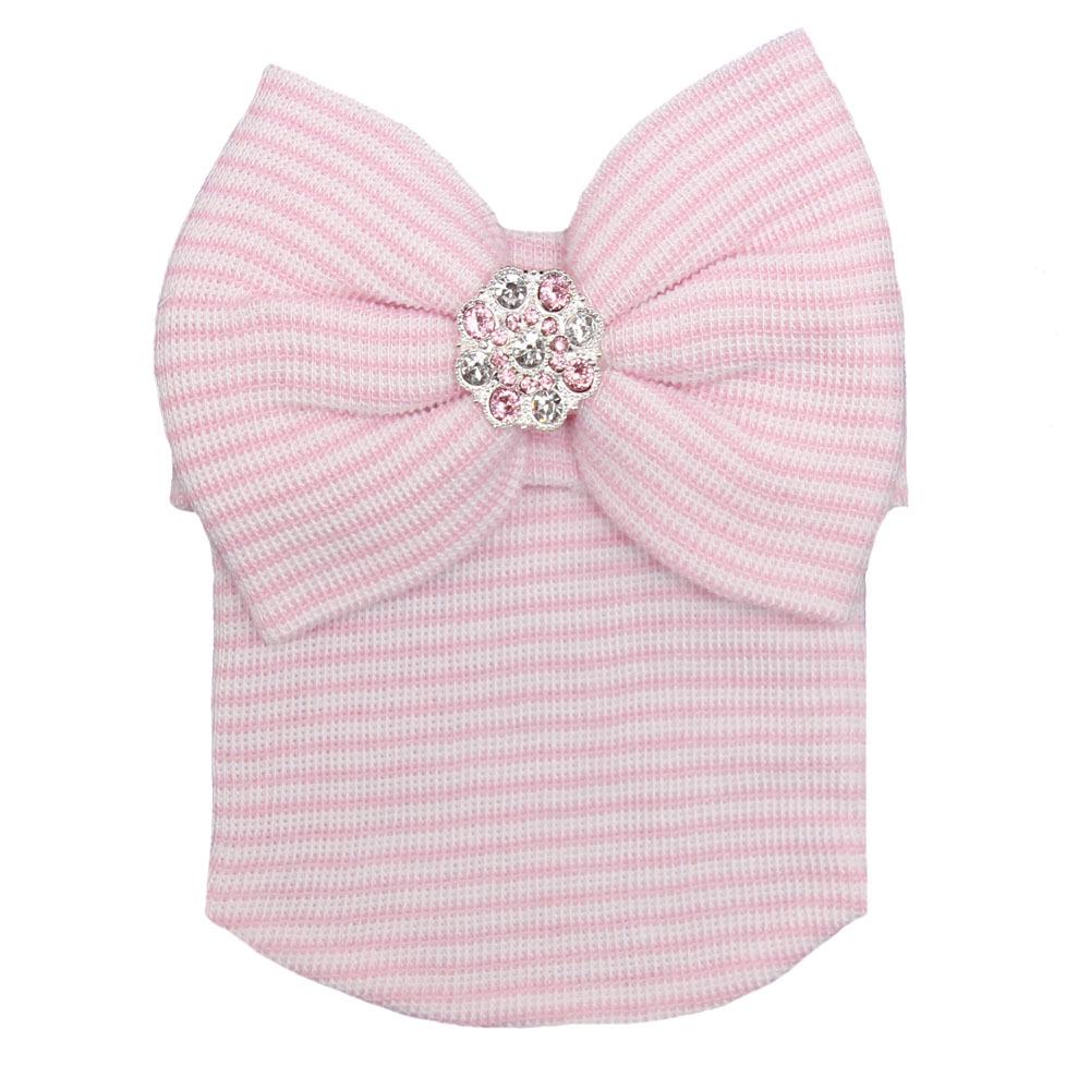 Cute Kawaii Bow Newborn Hat Baby Hats Nursery Hospital Beanie Cap Solid Color Striped Infant Hat Soft Turban Hats for Baby Girls