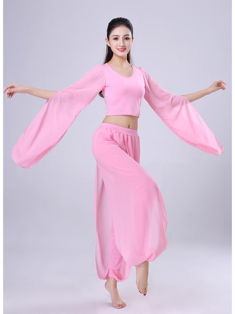 White Chiffon Flowy Yoga Top: Sleeved Dance Rhythm Modal for Performance and Spirit.