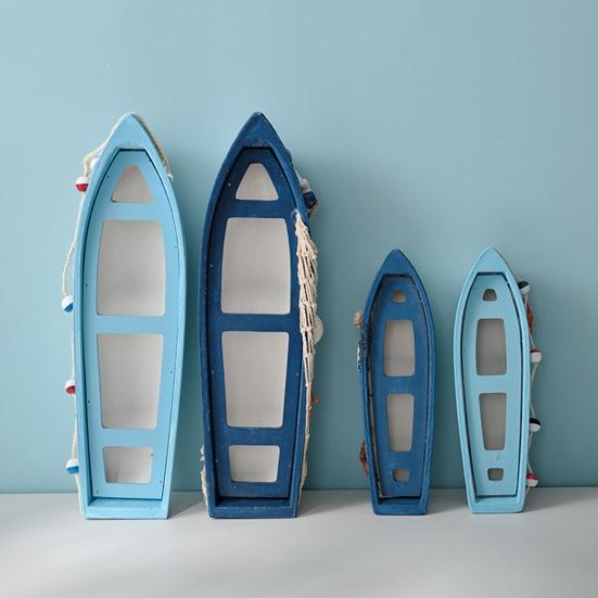 Modellino di Barca in Legno Oceanica Fatto a Mano Stile Spiaggia Rustica Statuetta Canoa Ornamento da Tavolo a Tema Nautico per Soggiorno Camera da Letto
