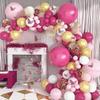 124PCS Pink, Gold, and White Latex Balloon Set Suitable for Birthday Parties, Weddings, Valentine's Day Parties, and Decoration