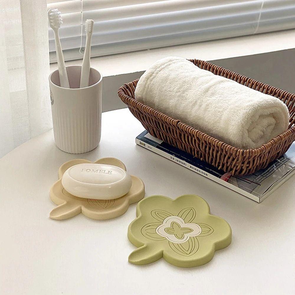 

Silicone Bathroom Soap Dish Self-draining Soap Container Cute Soap Box розовый