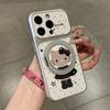 Black Cat Rotating Bracket for iPhone17Promax Large Window Mobile Phone Case Apple 16/15/14 Plating