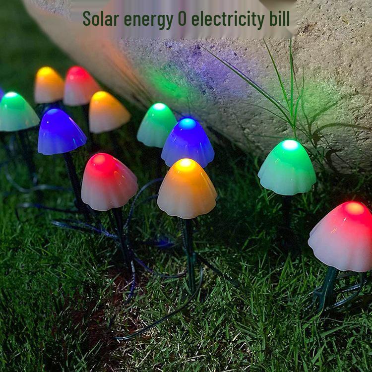 Waterproof Solar Mushroom String Lights for Outdoor Courtyard & Garden Decoration