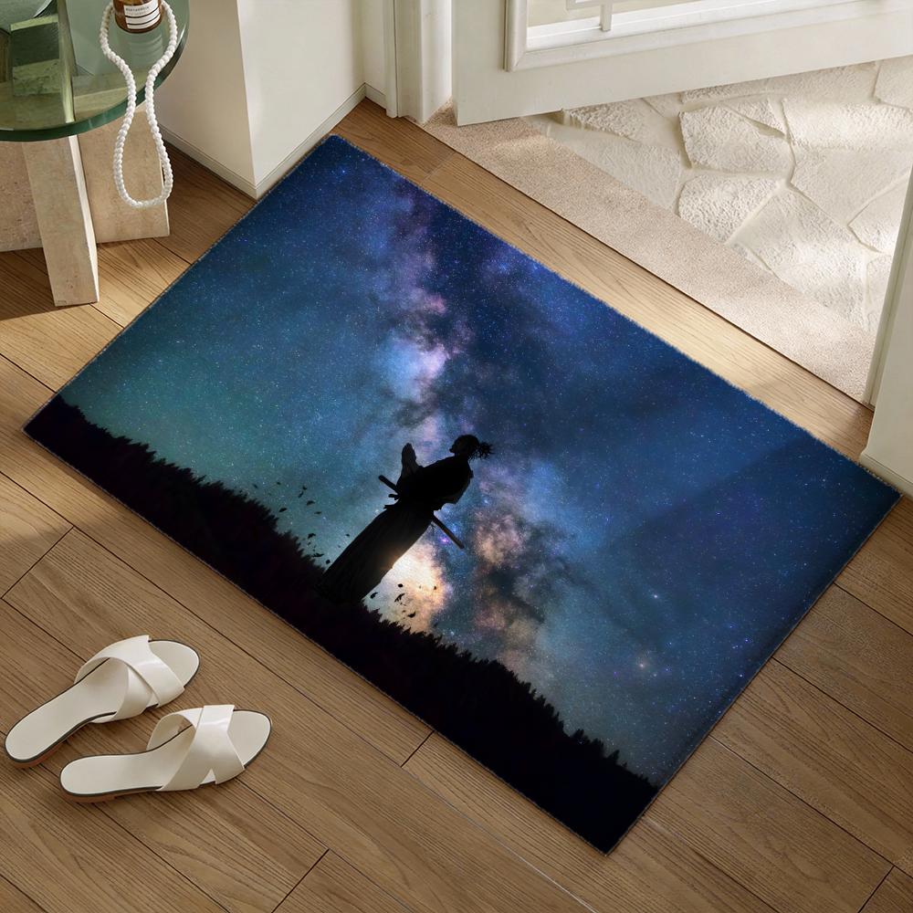 Classical Anime Vagabond Floor Mat Soft Flannel Non-Slip Door Mat - Thickened Rug for Living Room Home Decor