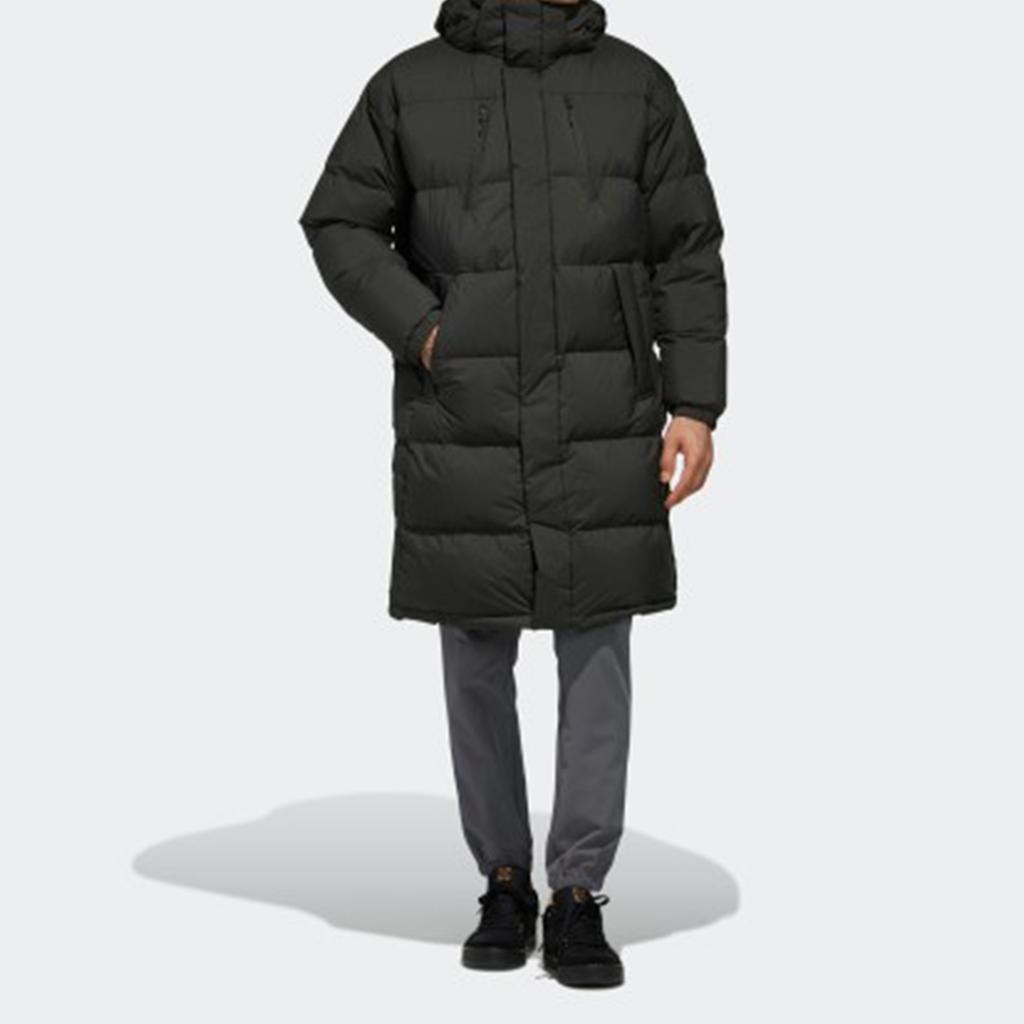 Adidas Пуховая куртка с капюшоном средней длины для занятий спортом на открытом воздухе, мужская верхняя одежда, темно-коричневый EH4007