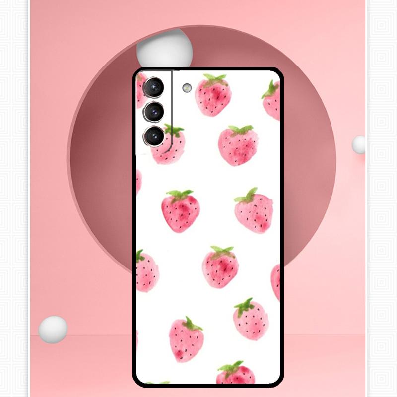 Cute Strawberry Case For Samsung Galaxy S25 Ultra S20 S21 S22 S23 S24 Plus S9 S10 S24 FE S25 FE Cover Funda