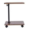 Sofa Side Table Metal Solid Wood Modern Minimalist Rolling Couch End Table Supports Height Adjustment for Laptop