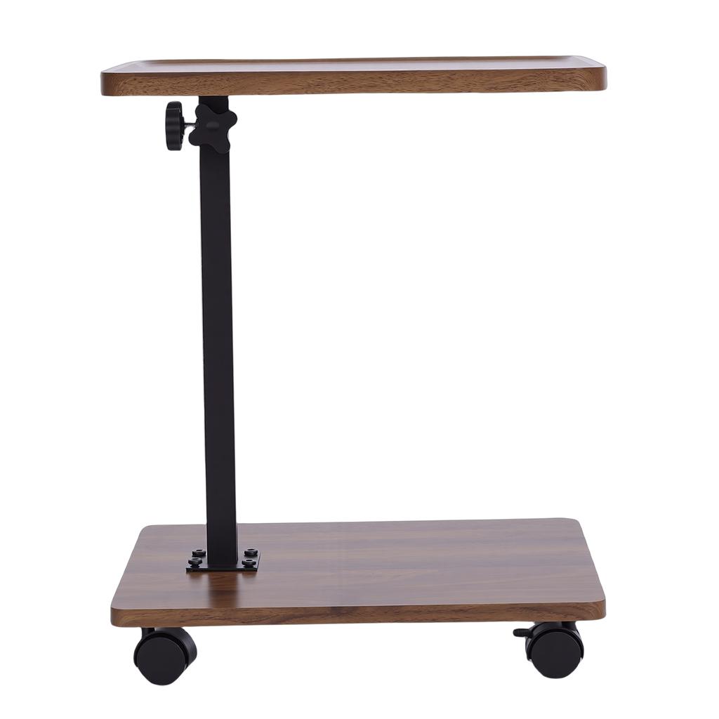 Sofa Side Table Metal Solid Wood Modern Minimalist Rolling Couch End Table Supports Height Adjustment for Laptop