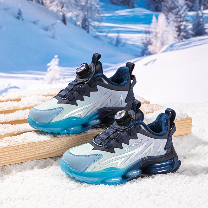 Scarpe da Corsa Antiscivolo in Pelle Autunnali/Invernali 2025 per Bambini con Fibbia Rotante - Ideali per Bambini di Taglia Media e Grande