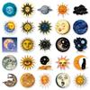 50 Retro Fantasy Sun Moon Stars Stickers: Cartoon Graffiti for Skateboards, Refrigerators, Journals.