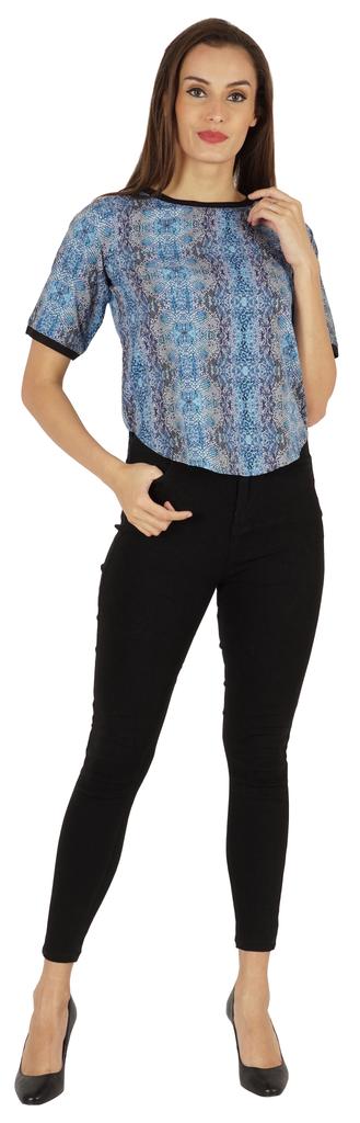 Inkmeso Rundhals Lässige T-Shirts Für Damen Bedruckt Normale Passform High-Low Saum