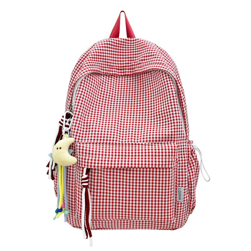 Schoolbag Korean Version Mori Series Literary and Artistic Backpack for Middle School Students In Class, Schoolbag Harajuku Versatile Plaid Girl