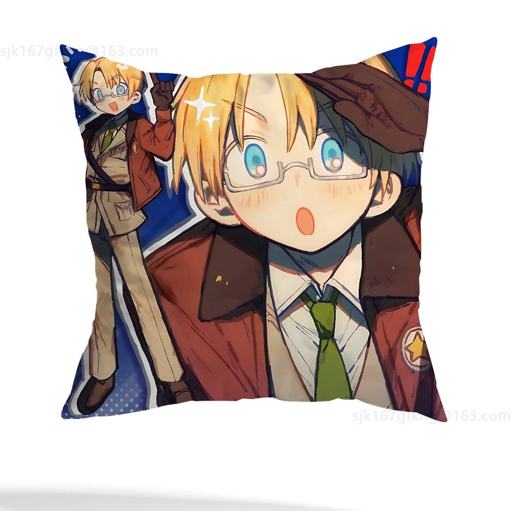 Anime H-Hetalia World Stars Pillow Case Square Double-Sided Printing Short Plush Sofa Cushion Cover Bedroom Bedside Pillow