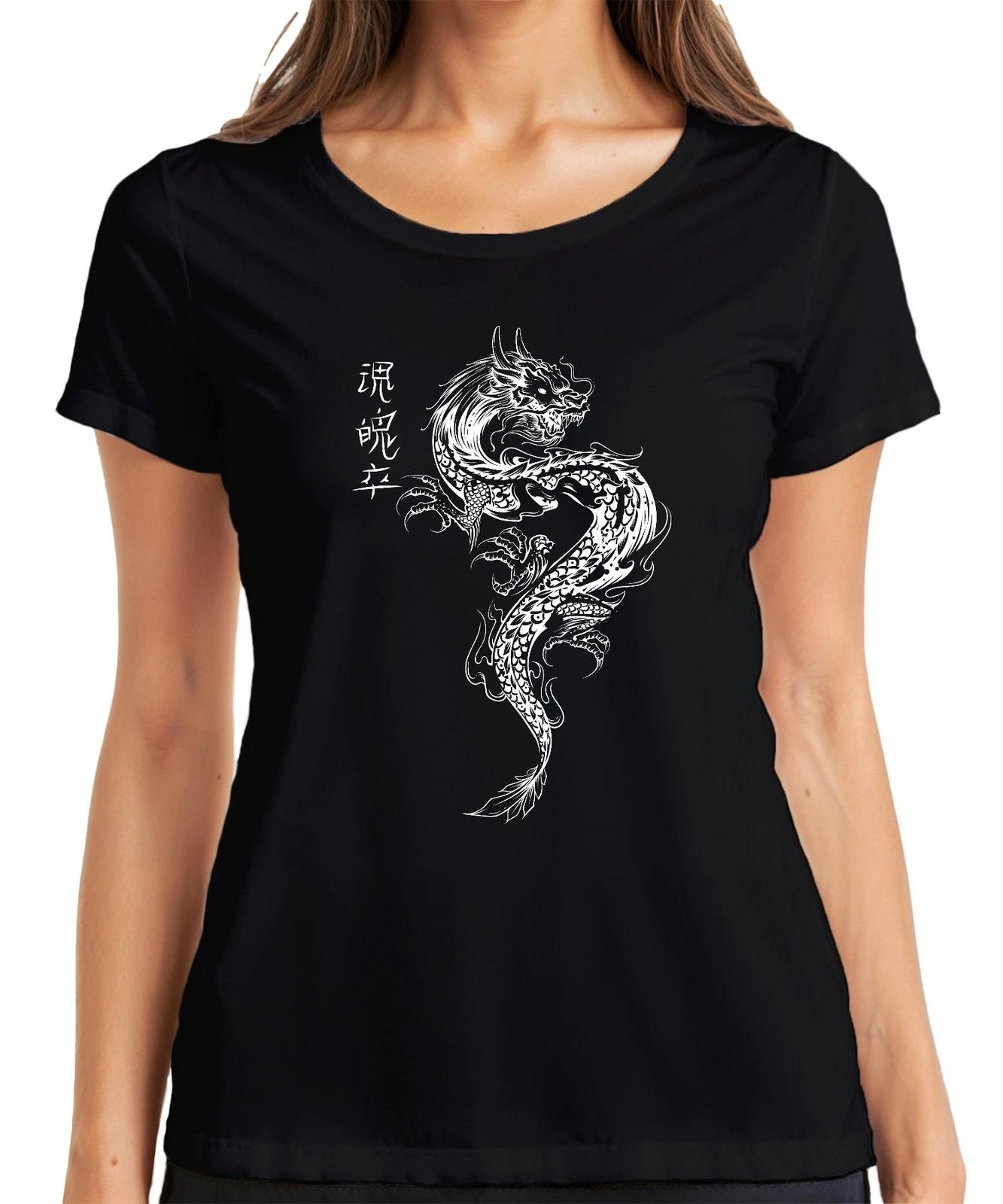 Japanischer Drache Irezumi Orientalischer Drache Asien Koi Flamme Damen T-Shirt XL