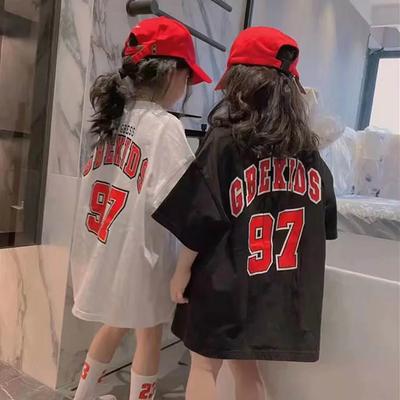 Summer Dress for Girls Loose-fit Casual T-shirt Skirt Short Sleeves Basketball Uniform