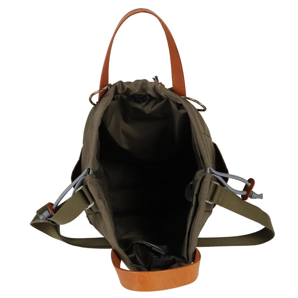 CIE EARTHY TOTEBAG-S MUSTARD Drawstring Tote Bag, Made In Japan, 2-Way Shoulder Bag, Genuine Leather, Eco-Friendly Nylon, Men's and Women's