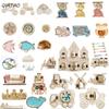 DIY Wood Accessories Montessori Busy Board Castle Sheep Animal Whales Bus Wall Toy Training Material Pack Educational Toy For Ch