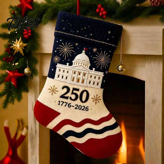Soft Fabric Gift Bags for Candy USA 250th Anniversary 1776-2026 Embroidered Christmas Stocking, 18 Inch Large Sacks Neighbors Friends Patriotic