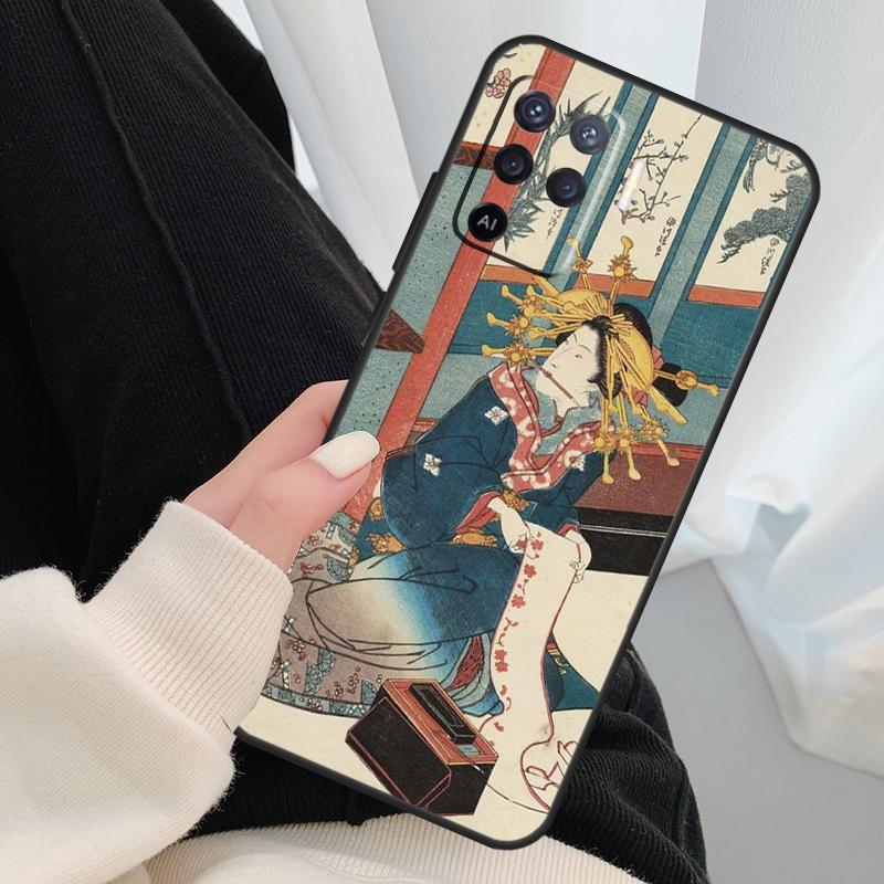 Japanese Ukiyo-e Art Case For Oppo A54 A74 A94 A18 A57 A17 A77 A38 A58 A78 A98 A80 A60 A40 A96 A76 A16 A15 A5 Pro