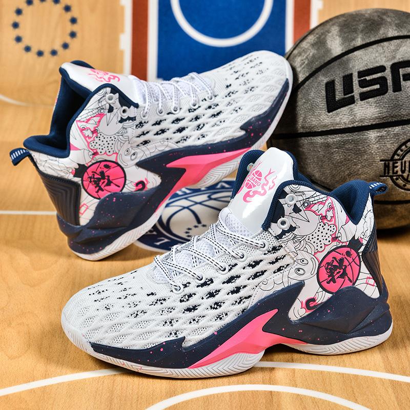 

Мужские баскетбольные кроссовки 2025 года 35 летние спортивные кроссовки мужские летящая тканая сетка высокие подарки для мальчиков и пар 45