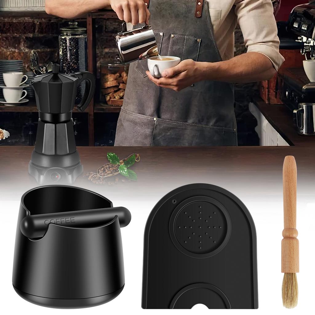 1/3pcs Shock-Absorbent Coffee Knock Box Anti-slip Espresso Dump Bin For Coffee Grounds Steel/Rubber Bar Coffee Grind Waste Bins