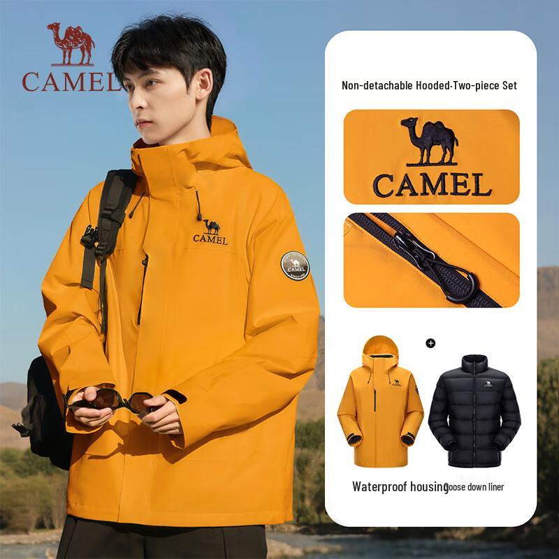 Camel Dilraba Style Outdoor 3-in-1 Down Windbreaker Jacket