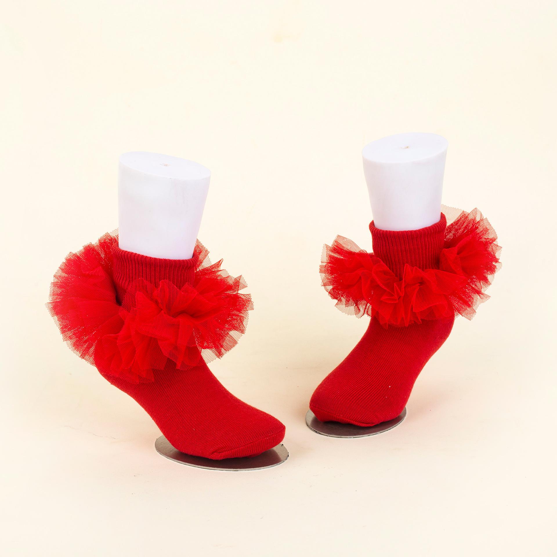 Girls Breathable Lace Trim Dance Socks - Comfortable Mid-Calf Socks for Latin Dance Performance