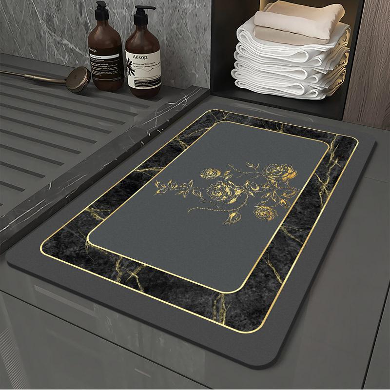 Light luxury style soft bathroom absorbent floor mat, quick drying anti fouling foot mat, washable bathroom