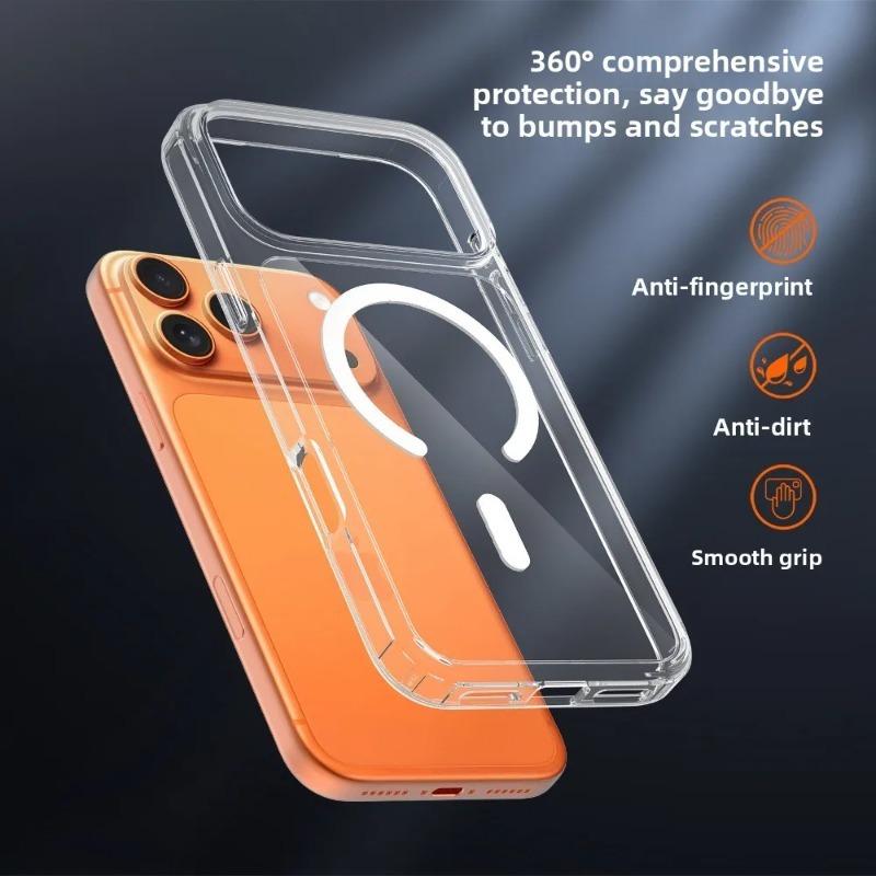 For Magsafe Phone Case For 18 17 16 15 14 13 12 Pro Max Magnetic Wireless Charge With Screen Protector and Lens Protector