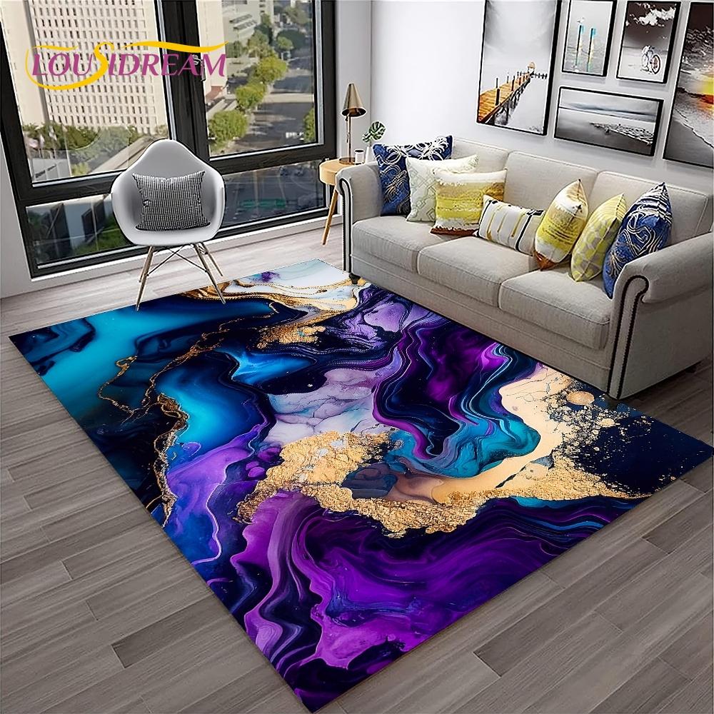 3D Illusion Fluid Colour Irregular Marble HD Carpet Rug for Home Living Room Sofa Doormat Decor,kids Area Rug Non-slip Floor Mat