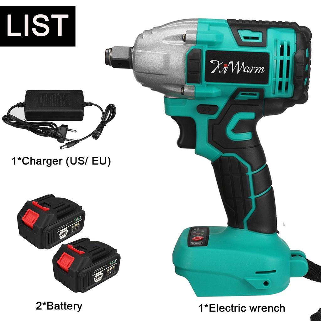 588vf 22800Amh 520N.M Torque Brushless Cordless Electric Impact Wrench Power Tools 2 Lithium-Ion Battery for Makita 18V Battery