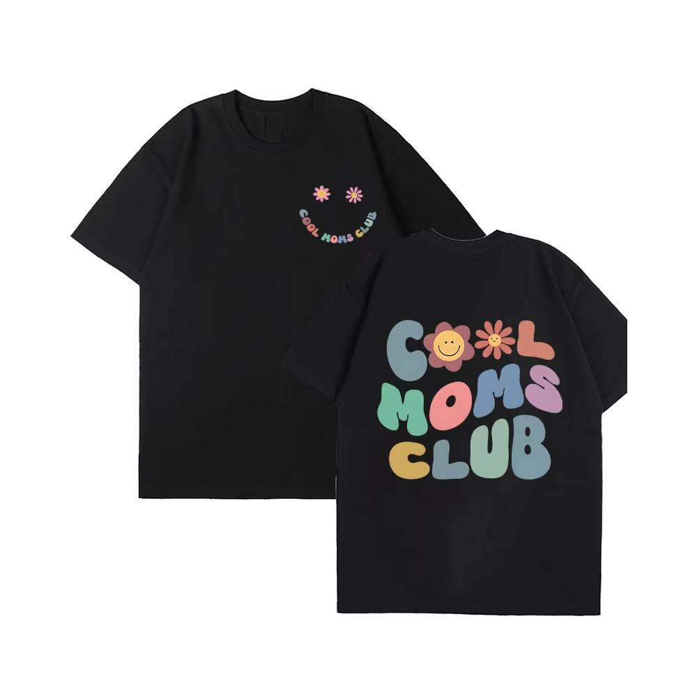 Cool Moms Club T-Shirt For Women's Summer Cotton Crew Neck Short Sleeve Fashion Printing Graphic Y2k Styles Oversized Loose Tops