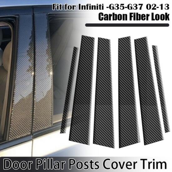 Carbon Fiber Pillar Posts for Infiniti G35 G37 2002-2013 Door Panel Trim Covers