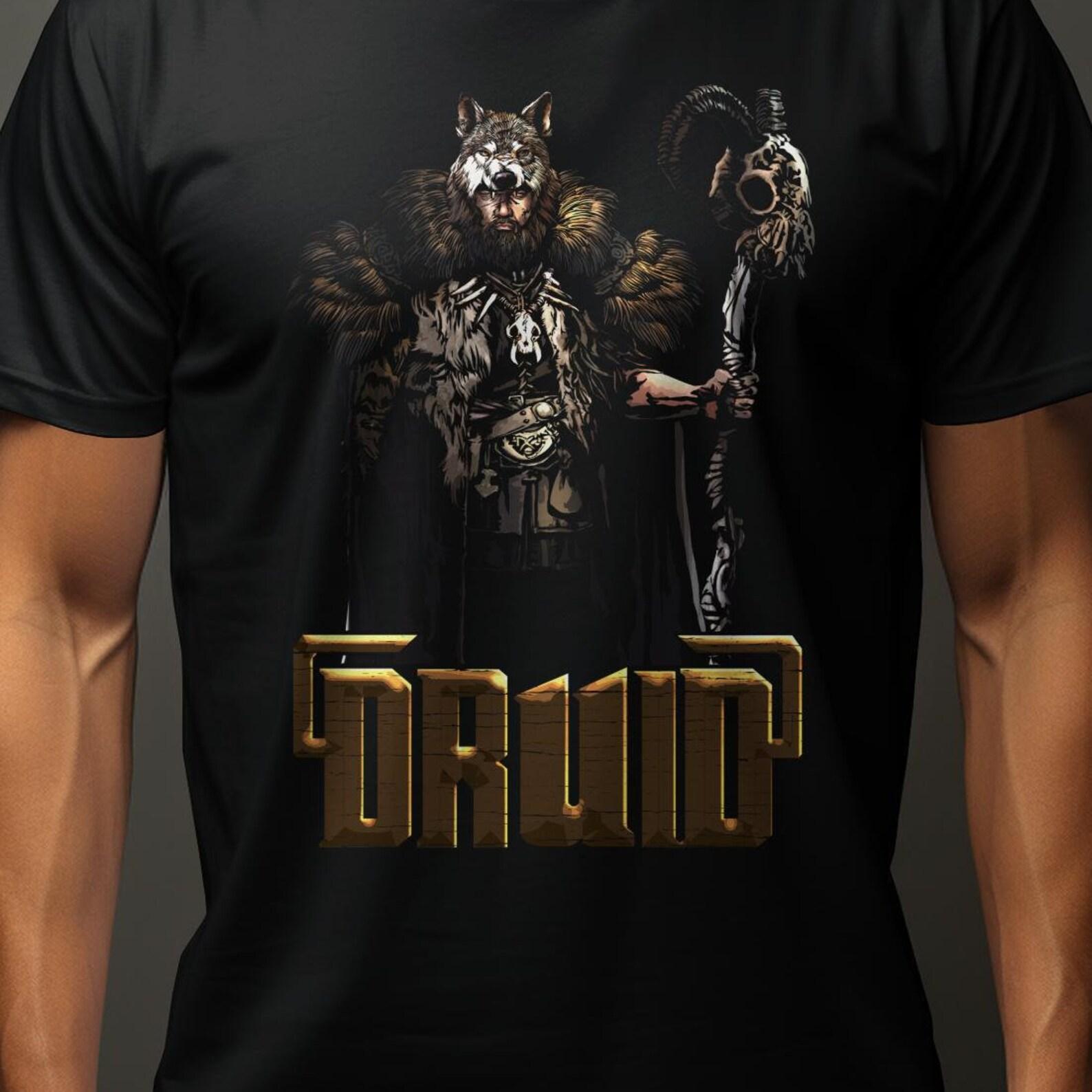 Druid T-Shirt, Tabletop Gaming Shirt, RPG Gamer Tee, Roleplaying Game Apparel, Fantasy Druid Graphic Tee, Druid Character T-Shirt L