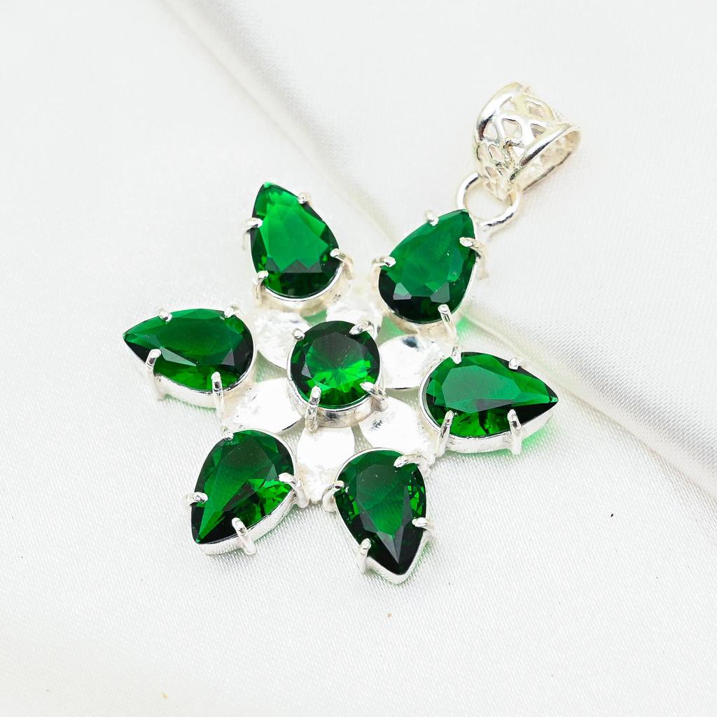 Chrom Diopside Handgefertigter Edelstein Anhänger, 925 Sterling Silber Anhänger, Einzigartiger Design Schmuck Anhänger