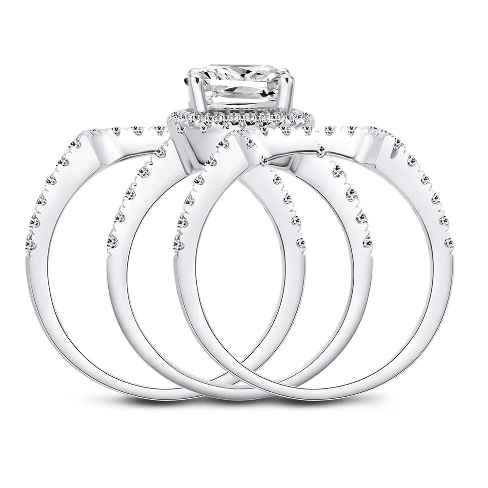 Cbtb New Boutique 925 Silver Fat Square Real Moissanite Engagement Rings for Women Fine Jewelry