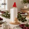 Handmade Wooden Holiday Gift Christmas Paper Towel Holder, Snowman And Tree Design, Rustic Decor for Dining Table Decorative Roll Holder Kitchen