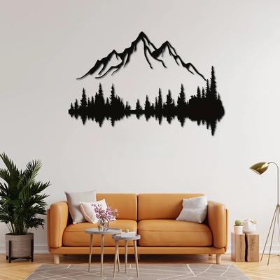Hill Trees Metal Wall Decor Mountain Forest Metal Wall Art Charming Nature Forest Decoration Metal  Hill Trees Mountain Forest