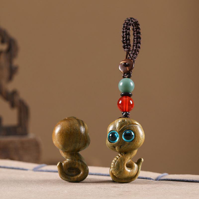 Auspicious Green Sandalwood Dragon Zodiac Cartoon Keychain & Universal Phone Lanyard
