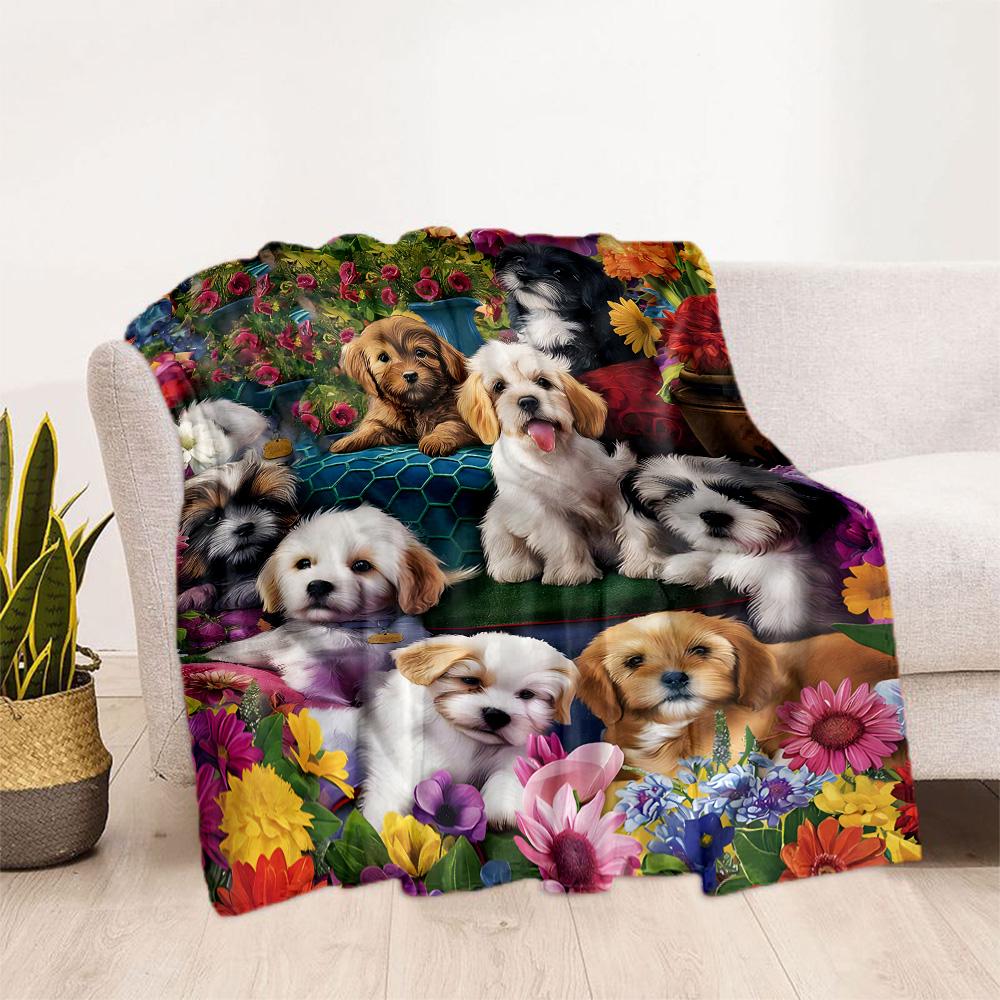 Chihuahua Photo Collage Flannel Blanket,Lightweight,Office Blanket,Sofa Blanket,Comfortable Blanket