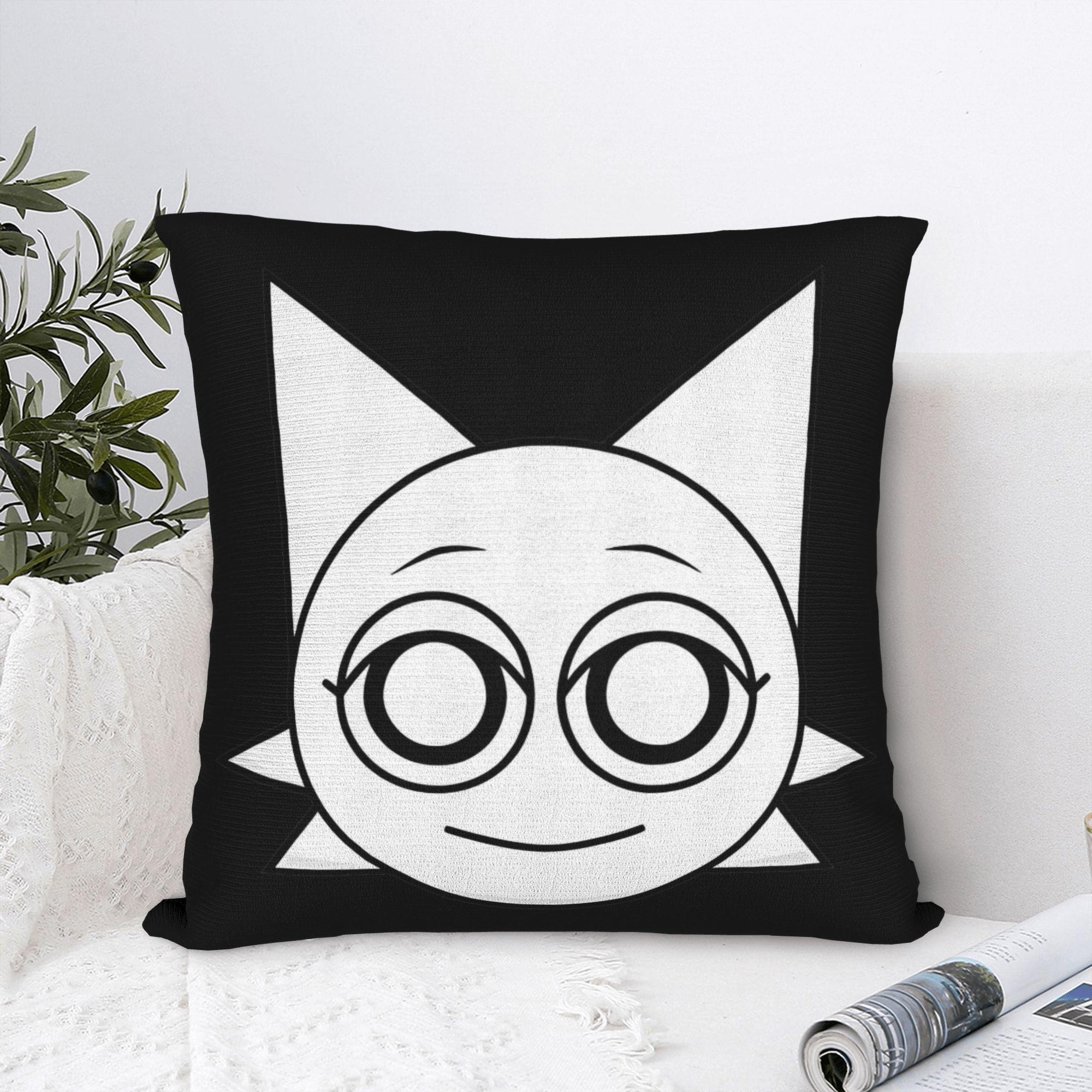 Jmg Clothing Unisex White Sprunki Happy Wenda Head Square Pillowcases Polyester Sofa Game Cushion Cover Creative Home Decoration Pillow Cover 40*40
