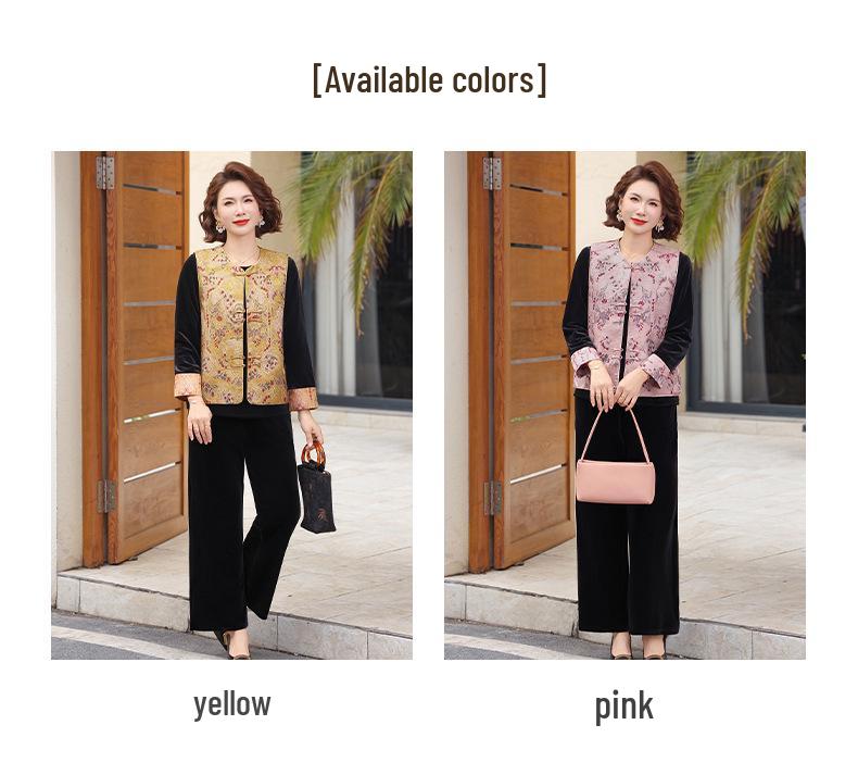 2026 Elegant Autumn Two-Piece Suit for Middle-Aged & Elderly Women