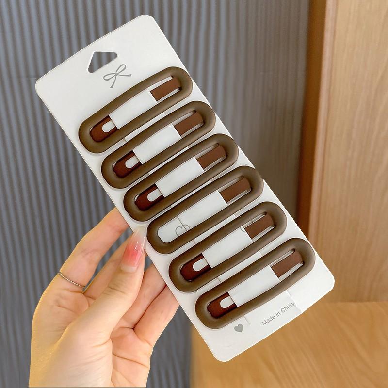 

6 шт. модные практичные универсальные шпильки Morandi Color BB для волос, боковые заколки для девочек, женщин, детей, дам, аксессуары для волос темно-коричневого